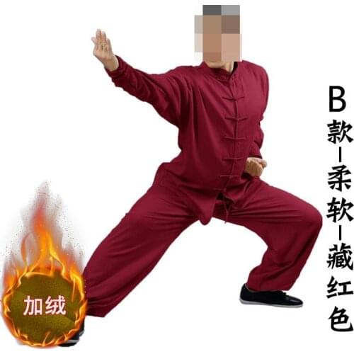 Top quality Winter warm cotton&linen kung fu martial arts suits tai chi taiji clothing lay outfit wushu costume black/blue/red