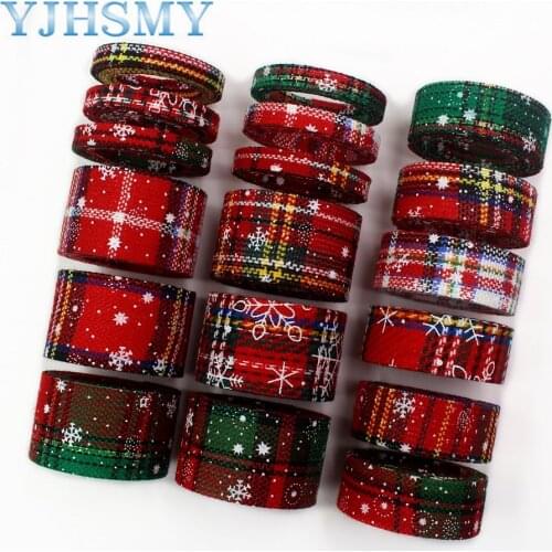 YJHSMY I-19903-2029,10/25/38mm 5yards Red grid cloth snowflake, bow DIY handmade accessories decoration