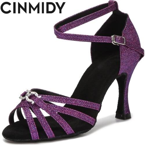 CINMIDY New Hot Selling Women Latin Dance Shoes Tango Salsa Ballroom Professional Dancing Shoes For Girls Ladies Wedding Heels