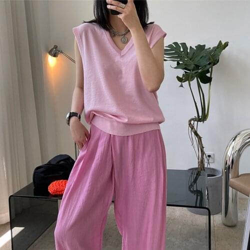 2021 New Summer Casual Ladies Vest Loose Solid Color High Quality Women Waistvest Fashion Elegant Cotton Female Gilet T41