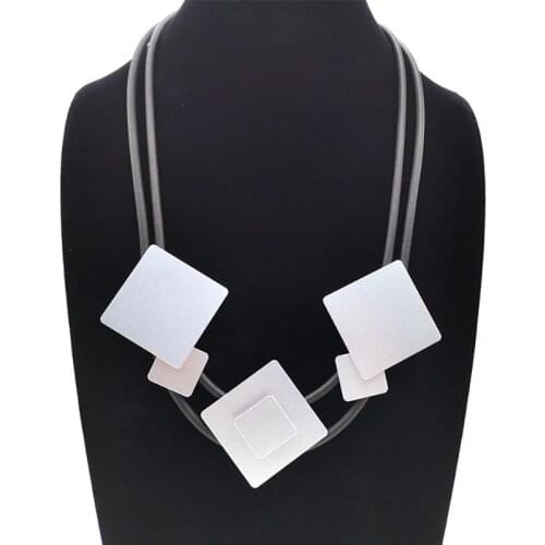 YD&YDBZ New Gold Silver Color Geometry Sheet Short Necklace For Women Fashion Leather Rope Necklace Night Party Festival Gift