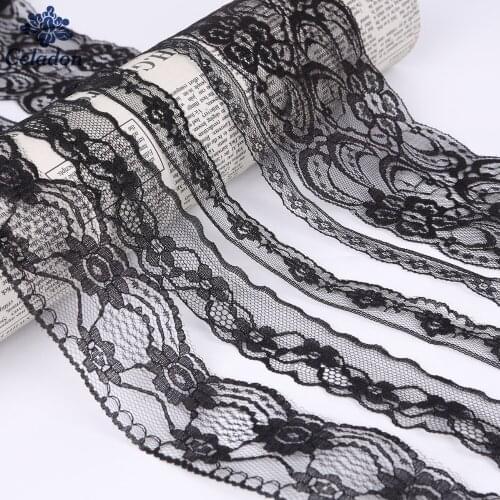 10yard Black Lace Ribbon Trim Fabric 5 Size Embroidered Lace Trimming For Sewing Decoration African Lace Fabric