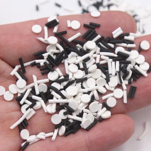 100g/Lot Polymer Clay Mixture Black White Candy Sprinkles Round Slices for DIY Craft Toys Filling