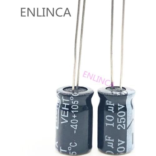 110pcs/lot S74 250v 10UF aluminum electrolytic capacitor size 8*12 10UF 20