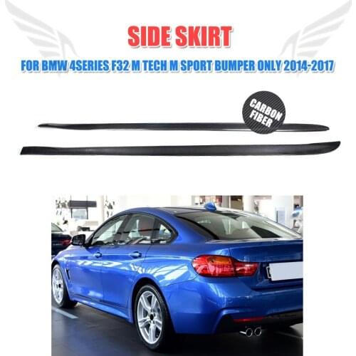 2PCs/Set Carbon Fiber Side Skirts Extension Door Upper Aprons for BMW 4 series F32 M Tech M Sport Bumper Only 2014-2017