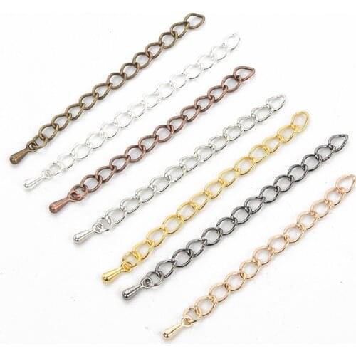 20pcs 50/70mm 7 Colors Extension End Chain With Water Drop Bracelet Extension Tail Chain For Jewelry Making DIY