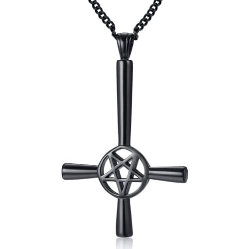 2021 Fashion Stainless Steel Satan Cross Pendant European And American And Trendy Necklace Suitable For Mens Accessories