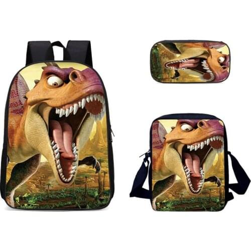3Pcs/Set Popular Fashion Animal 17 Inch Printing Children School Bags Dinosaur Boys Backpack for Kids Schoolbag for Girls
