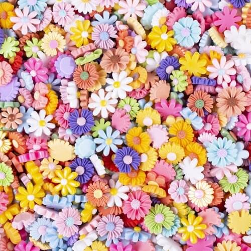 30pcs Mixed Color Resin Flowers Ornaments DIY Crafts Supplies Phone Shell Patch Arts Basteln Jewelry Hair Accessories Materials