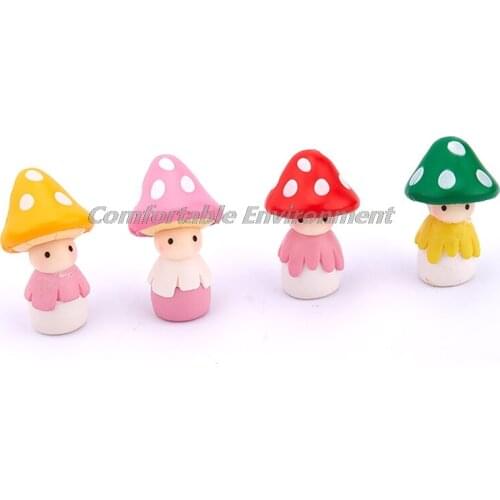 4pcs/lot Small Mushroom Dolls Miniature Garden Moss Micro Landscape Ornament Decoration Materials DIY Doll Fleshy Mushroom