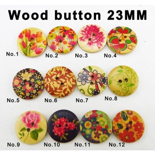 20PCS Flower Button Decoration Painting Wooden Buttons 23MM Coat Boots Sewing Clothes Accessory MCB-1007