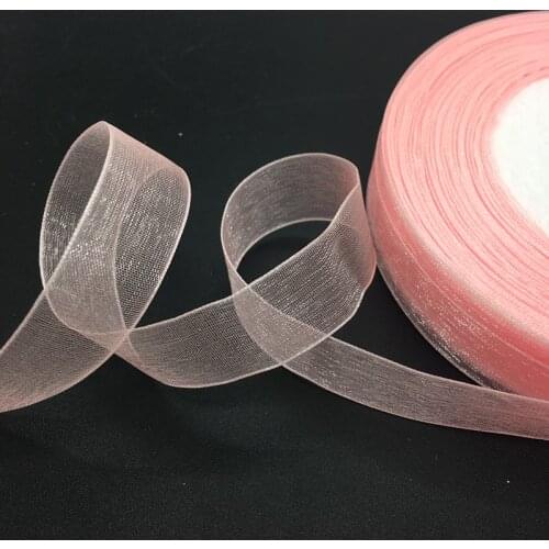 50 Yards/Roll 5/8" 15mm Light pink Organza Ribbon Bow Wedding Decoration Lace Crafts