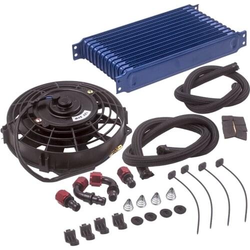 7" 12V Electric Cooler Fan With AN10 13 Row Engine Trust Oil Cooler Radiator