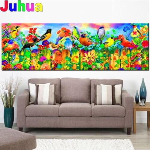 Diy Diamond Painting Abstract colorful Birds Diamond Embroidery Full square round drill 5d Diamond Mosaic animals Flower Decor