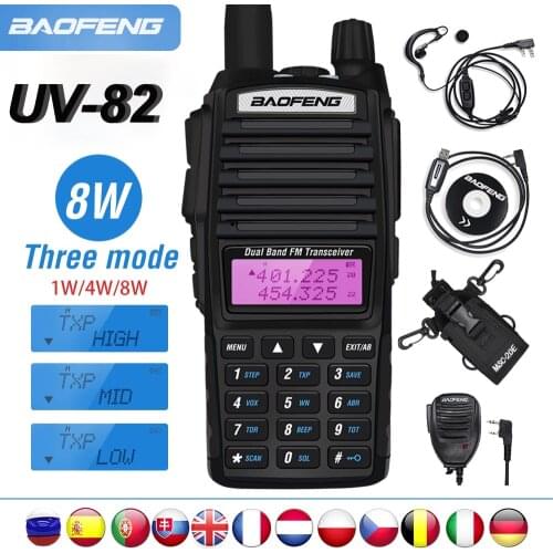 Baofeng UV-82 Walkie Talkie VHF UHF Dual Band Handheld Ham CB Radio Long Range Transceiver High Power UV82 Professional Hunting