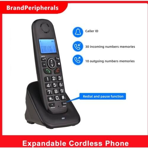 Expandable Cordless Phone System with 3 Lines LCD Display Caller ID Support 5 Handsets Connection 16 Languages for Office