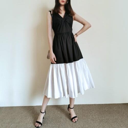 Black And White Cotton Midi Dress