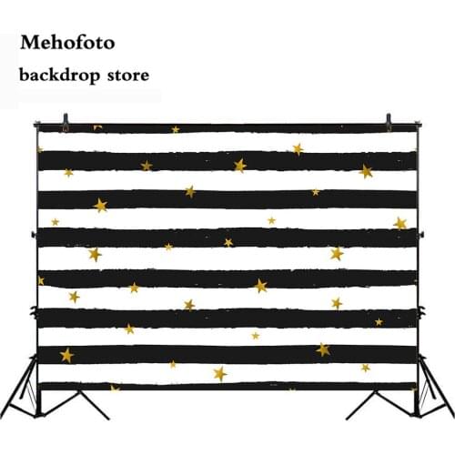Mehofoto Black and White Stripe Backdrop Little Star Photo Background for Photography Studio Wedding Birthday Banner Custom 839