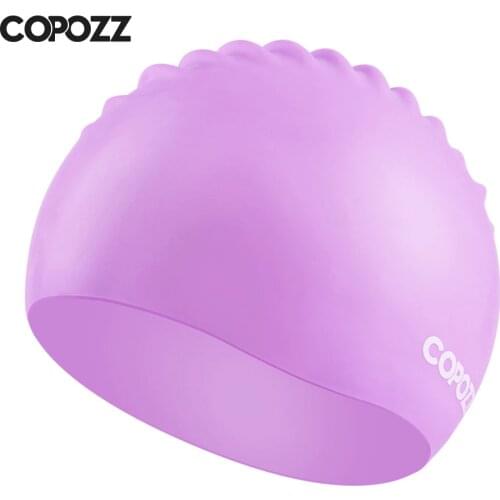 Copozz Men women elastic large size candy color swimming wear hat Adults Waterproof swimming hat silicone swimming caps badmuts