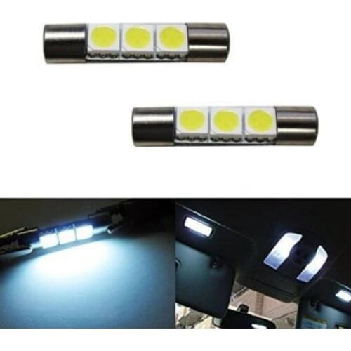 D28mm F30-WHP Fuse Type 6614F Sun Visor Vanity Mirror 5050 3-SMD LED light bulbs