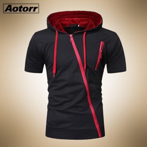 2021 Summer Mens T-Shirts Pleated Wrinkled Slim Fit Hoodie Short Sleeve Muscle Solid Casual Tops Shirts Cool SportsTer New