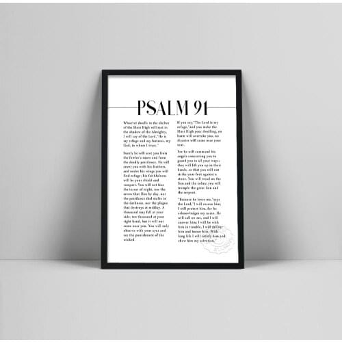 Psalm 91 Scripture Wall Art, He Who Dwells In The Shelter, Bible Verse Artwork For Your Christian Home Decor