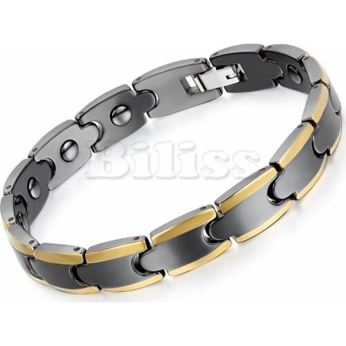20cm Black Gold Ceramic Bracelet Bio Energy Bangle Magnetic Germanium Health Chain Charms Men Jewelry pulseira masculina