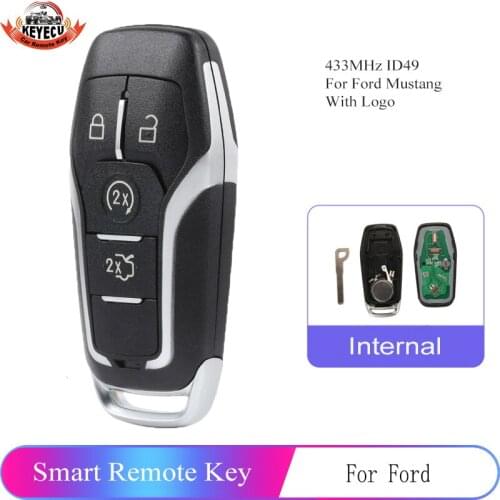 KEYECU Smart Keyless Remote Key Fob 434MHz ID49 for Ford Mustang 2015 2016 2017 with logo