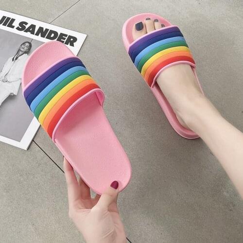 Summer Shoes Indoor Home Candy Color Slippers Slides Non-Slip Flip Flops Shoes Womens Sandals Beach Slippers Summer Footwear