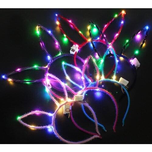 Blinking Glow Hairband Rabbit Headband Costume Bunny Ear Hairband Easter Wedding Valentines Day Birthday Party Decoration Gift