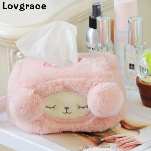 Cute Cartoon Plush Sheep Type Tissue Box Girls Room Decor Car Sofa Hotel Decorative Paper Container Case Wedding Supplies Gift