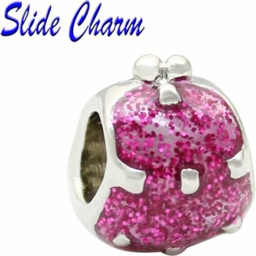 5mm straight hole fashion jewelry DIY charm, European and American style pink handbag charm beads Fit Pandora Bracelet Necklace