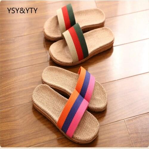 2019 Spring and summer home flax slippers men slippers sandals heavy-bottomed non-slip floor home indoor shoes