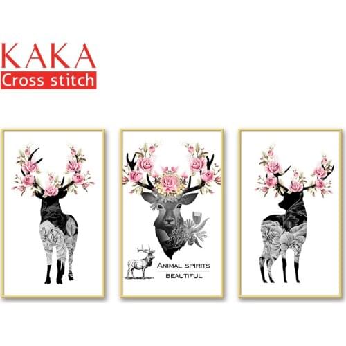 Cross stitch kits,Embroidery needlework sets with printed pattern,11CT-canvas for Home Decor Painting,Animals Deer NCKA106