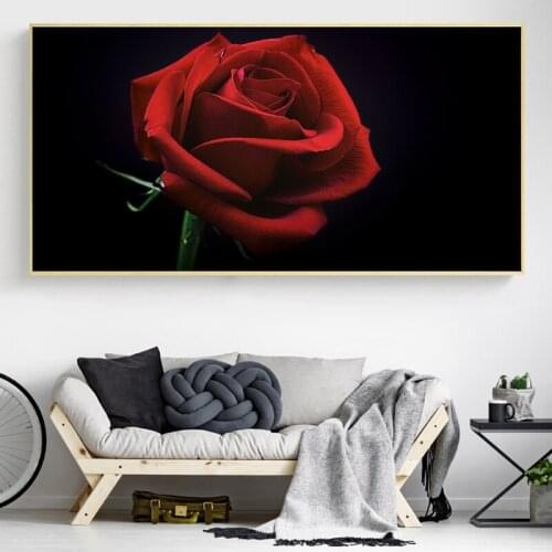 Wall Art Painting Poster Flower Canvas Painting Pictures Wall Pictures for Living Room Red Rose No Framed Home Decoracion Art