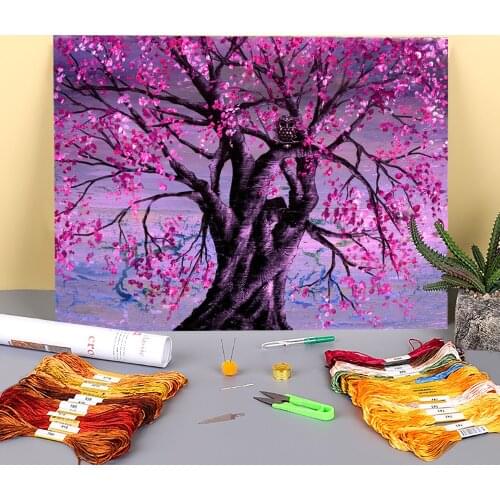 Natural Scenery Spring Wisdom Printed Water-Soluble Canvas 11CT Cross Stitch Embroidery Complete Kit DMC Threads Decor