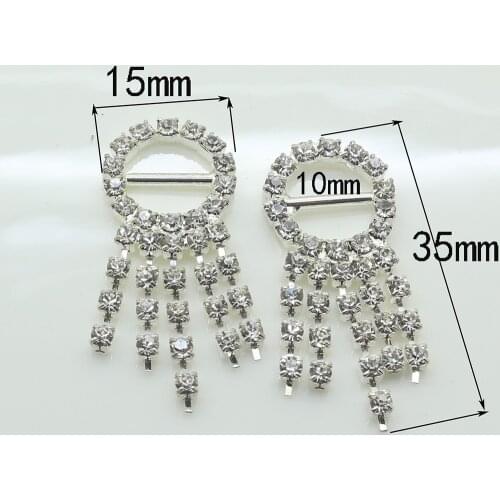 New 15x35mm Shiny Silver Rhinestone Buckle DIY Invitation Ribbon Slider Wedding Decoration Hair Flower Center Scrapbooking