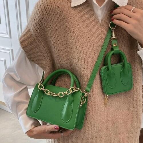 New Fashionable Green Crossbody Bags with Purse Women Brand Designer Shoulder Bag Lady Handbags Chain Vintage Messenger Bag Sac