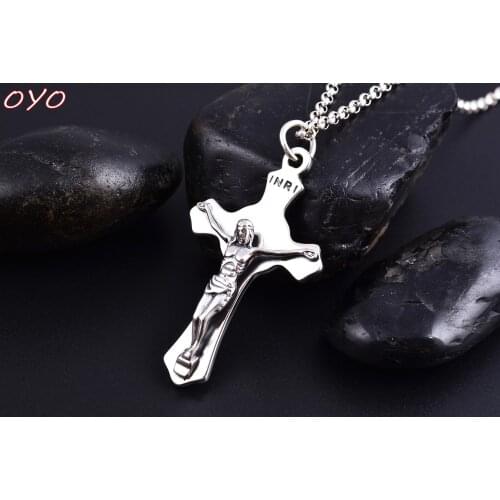 Real S925 Sterling Silver Jesus Cross Pendant, Personalized Ornaments, Trendy Men and Women Thai Silver Pendants