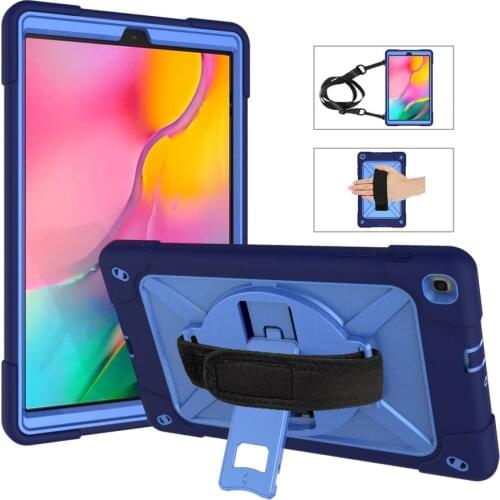 Shockproof Armor Tablet Case For Samsung Tab A10.1 SM-T510 SM-T515 2019 Cover Heavy Protective Shoulder Strap Tablet Stand Case