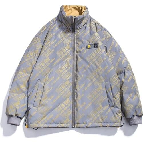 Hip Hop Down Jacket Parka Men Winter Thick Letter Print Parkas Japanese Warm Coats Couple Fashion Oversize Streetwear