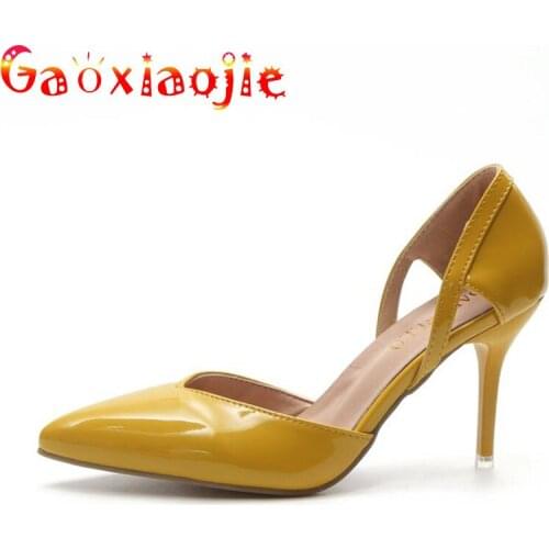 9CM Simple Style Temperament Sandals Fashion Hollow Out Cover Heel Women High-Heel Shoes Sexy Pure Colour Pointed End Stilettos