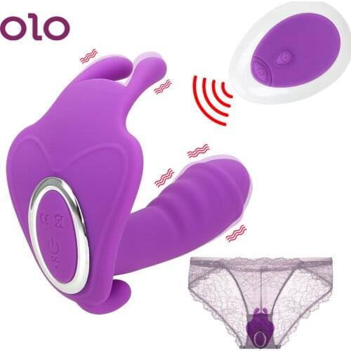 OLO Wearable Dildo Vibrator 10 Speed Butterfly Vibrating Panties Clitoris Stimulator G Spot Massager Sex Toys for Women