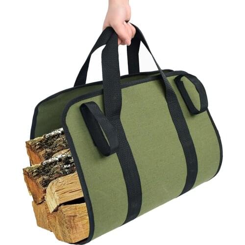 Firewood Fireplace Carrier Logs Tote Holder Foldable Canvas Sturdy Bag with Handles for Camping Indoor Outdoor