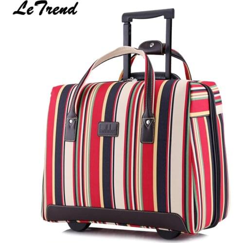 Letrend Ultra-light Hand Oxford Travel Bag Spinner Rolling Luggage Women Suitcase Wheels Computer Trolley 18 inch Carry On Trunk