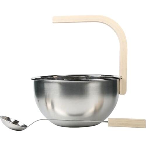 Sauna Stainless Seel Bucket 4L With Ladle Portable Sauna Room Accessory Tools Beneficial Skin Weight Loss Pail