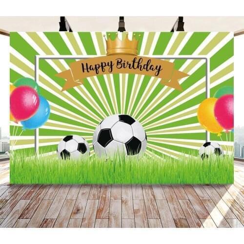 Champion Crown Football Soccer Field Stadium Grassland Baby Birthday Boy Backdrop Vinyl Photography Background For Photo Studio
