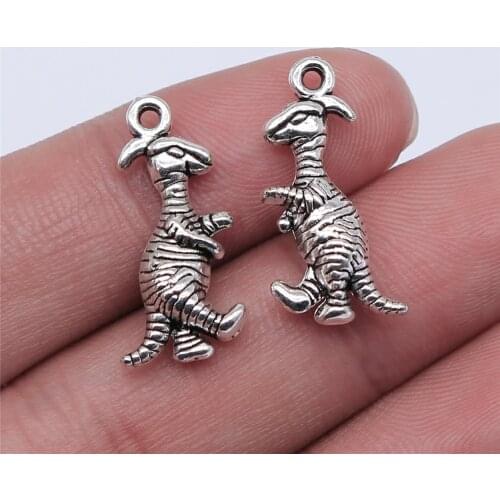 WYSIWYG 10pcs 23x12mm Antique Silver Color Dinosaur Charms Pendant For Jewelry Making DIY Jewelry Findings