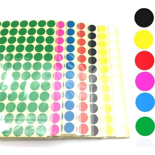Colorful Circle Dot Labels 6mm 8mm 10mm 13mm 19mm 25mm 7 Bright Neon Colors