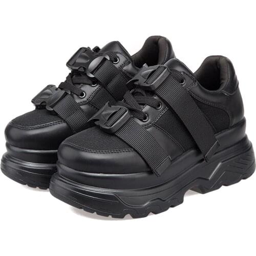 Womens Platform Chunky Sneakers 2020 Fashion Mesh Buckle female Thick Bottom Shoes Womens Vulcanize Sports Casual Shoes Ladies